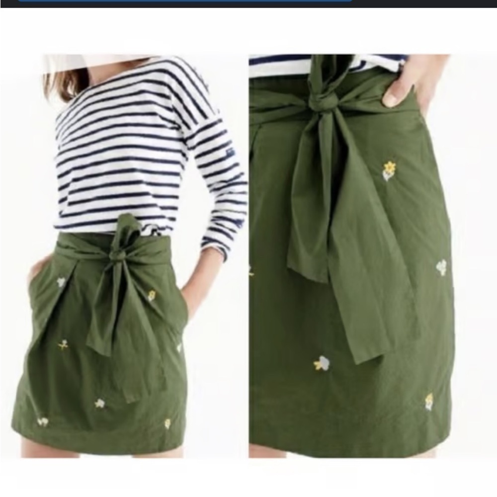 J.Crew Floral Embroidered Belted Mini Skirt